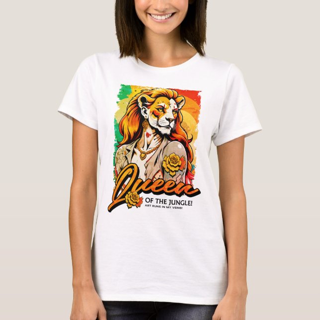 T-shirt de la reine de la jungle lionne (Devant)