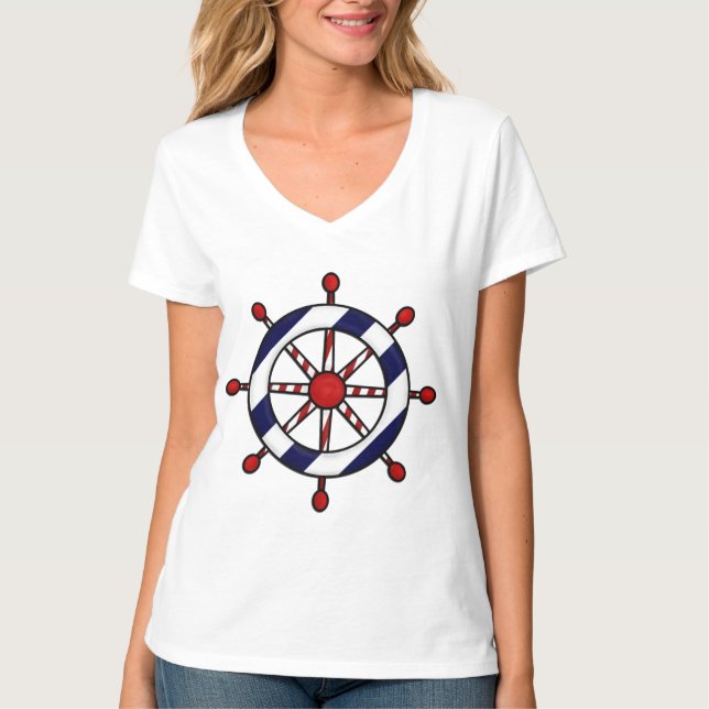 T-shirt de la roue du bateau nautique (Devant)