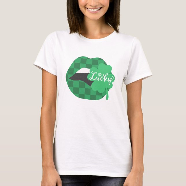 T-Shirt de la Saint-Patrick avec lèvres et clou de (Devant)