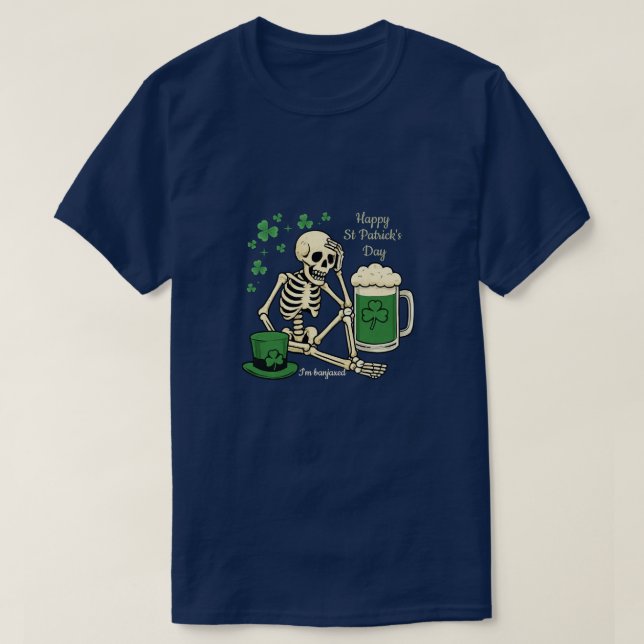 T-Shirt de la Saint-Patrick Banjaxed Skeleton Beer (Design devant)