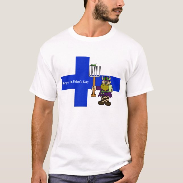 T-shirt de la Saint-Urho avec drapeau finlandais (Devant)