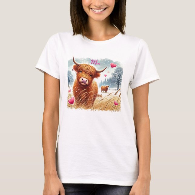 T-shirt de la Saint-Valentin avec une jolie vache  (Devant)