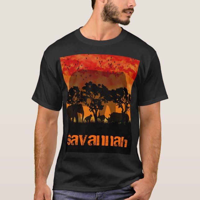T-shirt de la savane pour le thème d'Africain des (Devant)