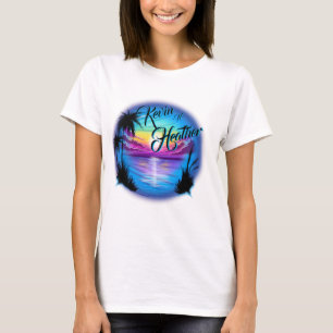 T-shirt de la scène de plage Airbrush