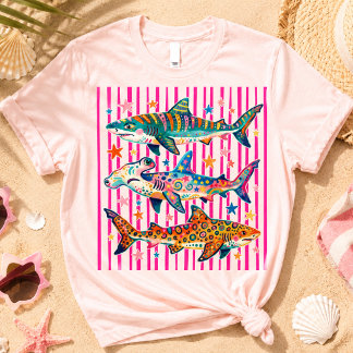 T-shirt de la semaine du requin de plage d'été ama