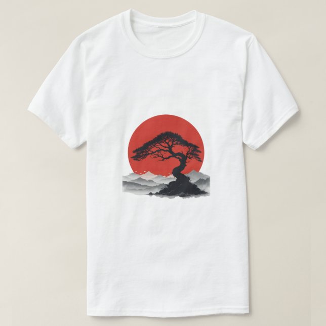 T-shirt de la Sérénité japonaise Bonsai Silhouette (Design devant)