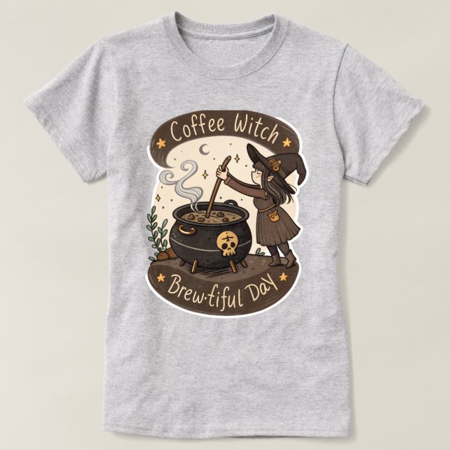 T-shirt de la sorcière de café enchantée (Design devant)