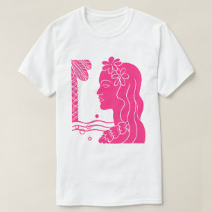 T-shirt de la tête de fille rose chaud Hula