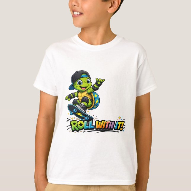 T-shirt de la tortue de skateboard Roll With It (Devant)