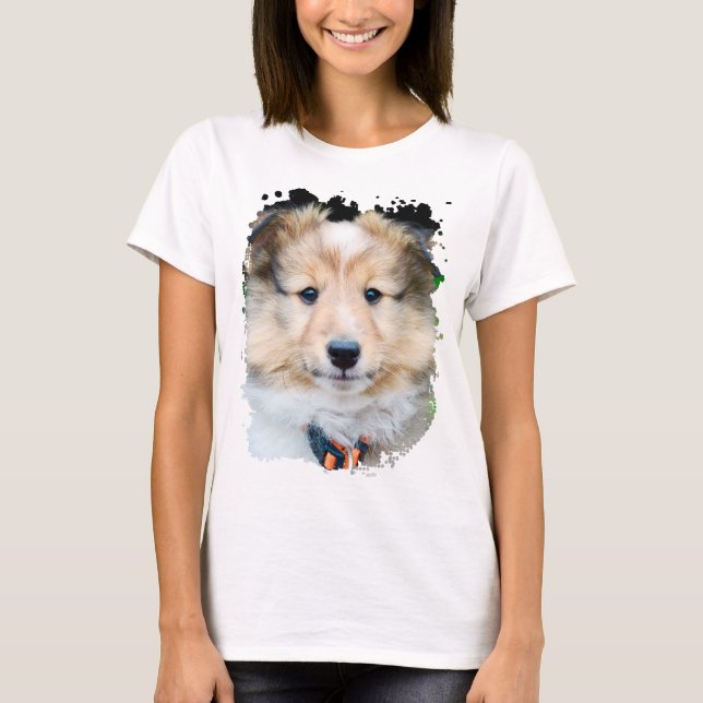 T-Shirt de la trame de fond de chien de chiot (Devant)