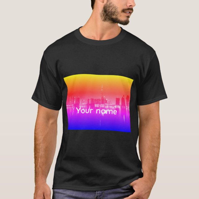 T-shirt de la vue sur la ville personnalisée - Nom (Devant)