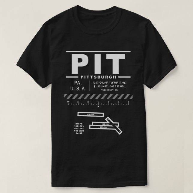 T-shirt de l'aéroport international de Pittsburgh (Design devant)