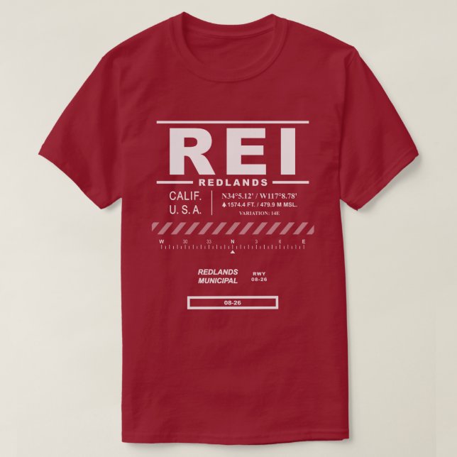 T-shirt de l'aéroport REI de Redlands (Design devant)