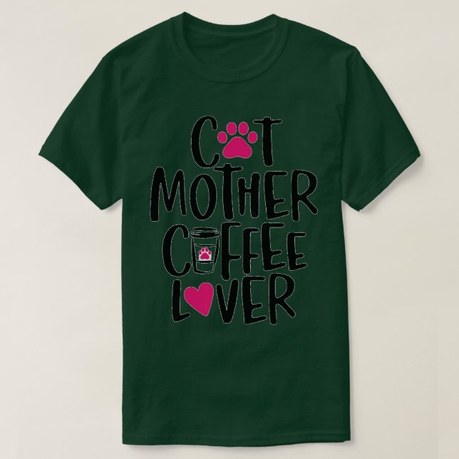 T-shirt de l'amant de café mère chat 1 (Design devant)