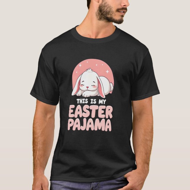 T-shirt de lapin de Pâques en pyjama heureux (Devant)