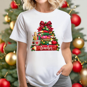 T-shirt de l'arbre de Noël de l'enseignant de l'éc