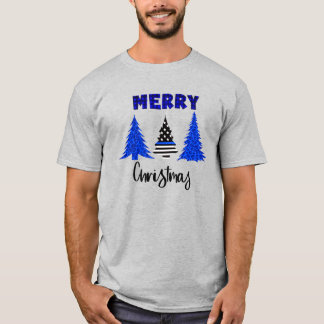 T-shirt de l'arbre de Noël mince de la police