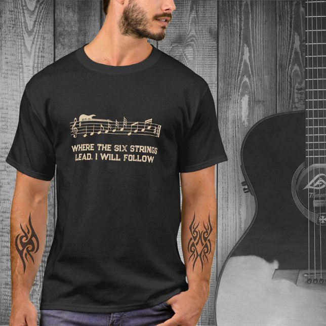 T-shirt de l'artiste musicale Black et Tan Guitare (Music Artist Black and Tan Guitar T-Shirt)