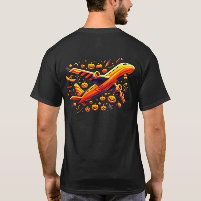 T-shirt de l'avion citrouille Halloween (Dos)