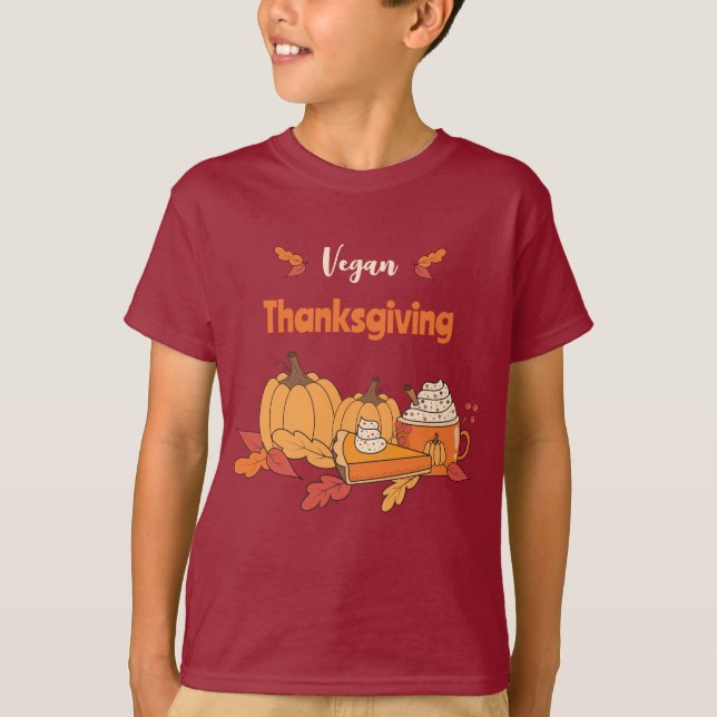 T-shirt de l'enfant Vegan Thanksgiving Maroon (Devant)