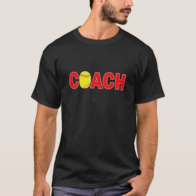 T-shirt de l'entraîneur de softball noir masculin (Devant)