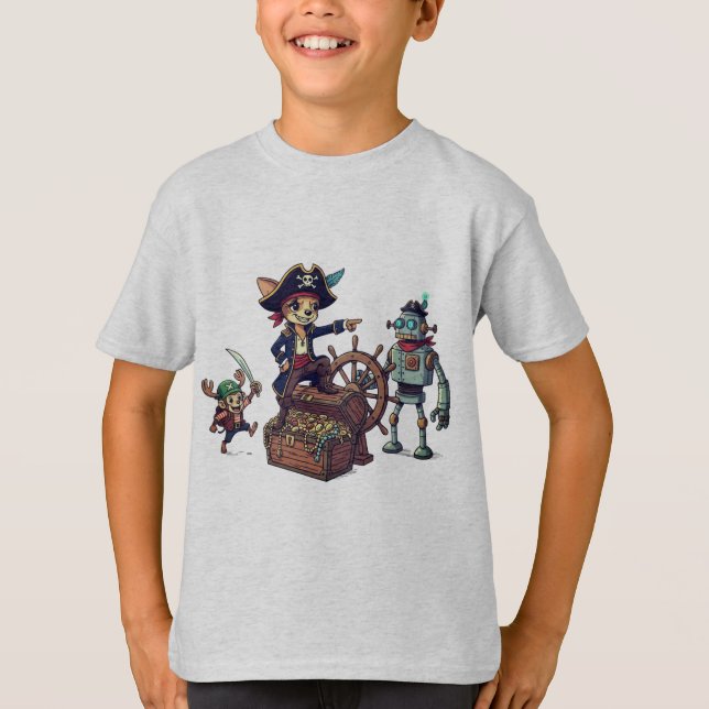 T-shirt de l'équipage de pirates amusant - Robot,  (Devant)