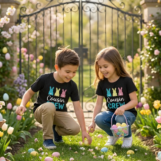 T-shirt de l'équipe de cousins Lapin de Pâques Fil