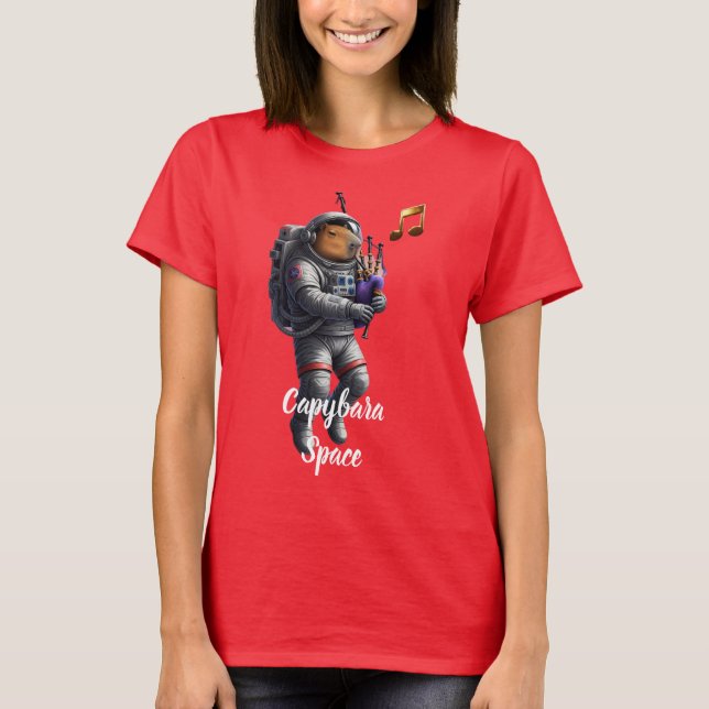 T-Shirt de l'Espace Joueur de Cornemuse Astronaute (Devant)