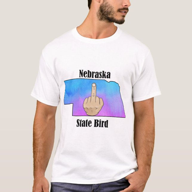 T-shirt de l'État du Nebraska couleur du doigt cen (Devant)