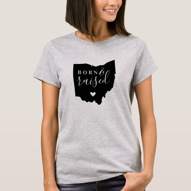 T-shirt de l'État Ohio Né et Élevé (Devant)