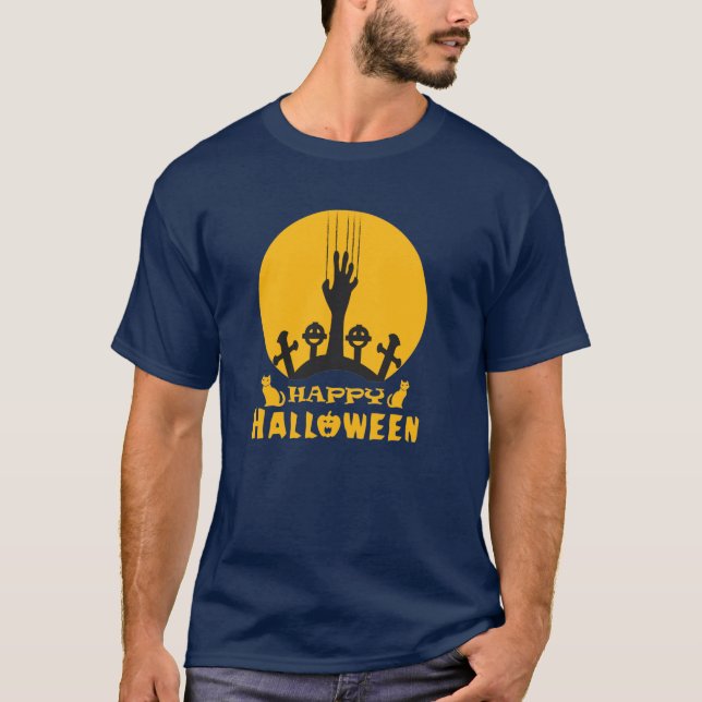 T-shirt de l'Halloween à la main de squelette (Devant)