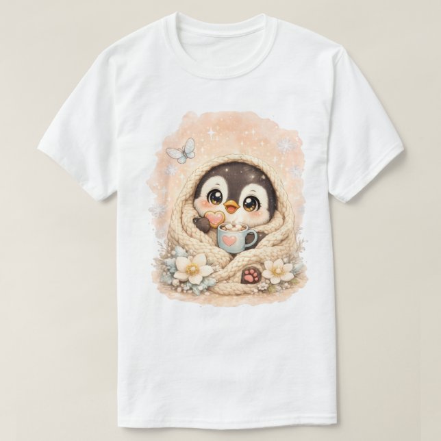 T-shirt de l'hiver de Manchot Mignon – Pengui Conf (Design devant)