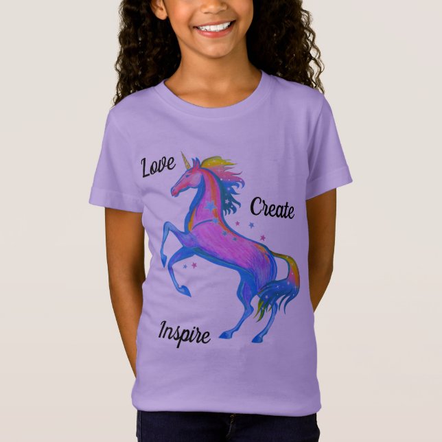 T-shirt de licorne de filles (Devant)