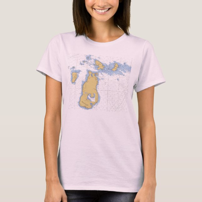 T-shirt de l'île Beaver, carte marine MI (Devant)