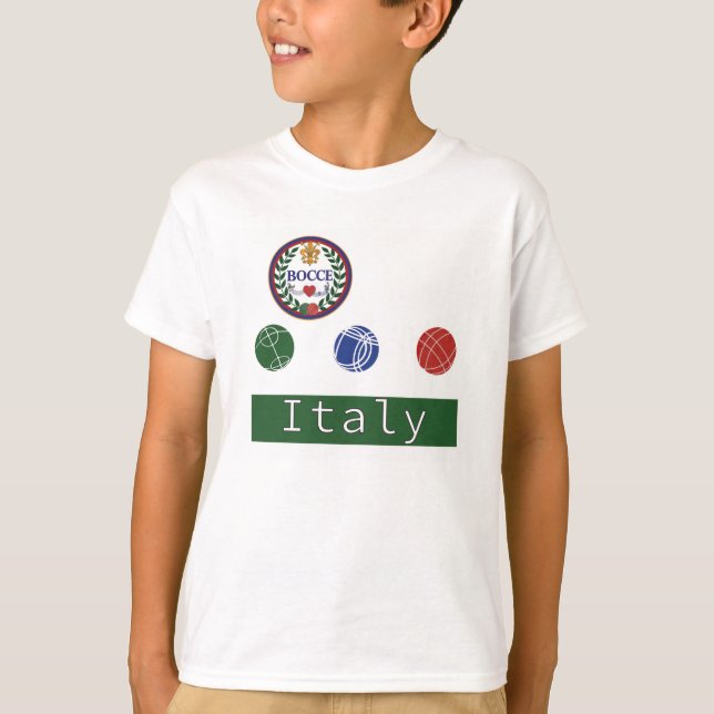 T-shirt de l'Italie de boules de Bocce de l'enfant (Devant)