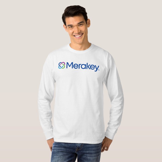 T-shirt de Long-Douille de logo de Merakey (Devant entier)