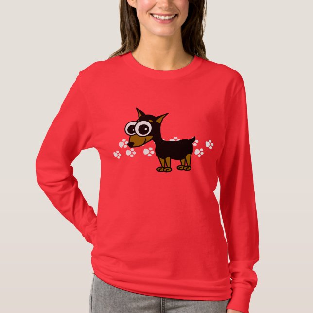 T-shirt de Longsleeve de Pinscher miniature - (Devant)