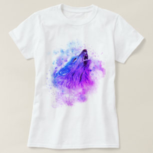 T-shirt de loup d'aquarelle