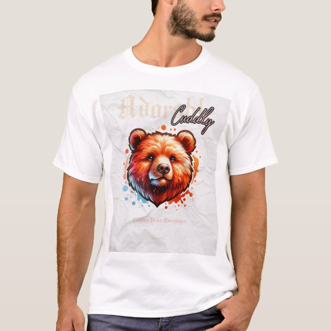 T-shirt de l'ours à aquarelle adorable - jolie pei (Devant)