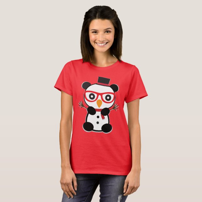 T-shirt de l'ours Panda Snowman (Devant entier)