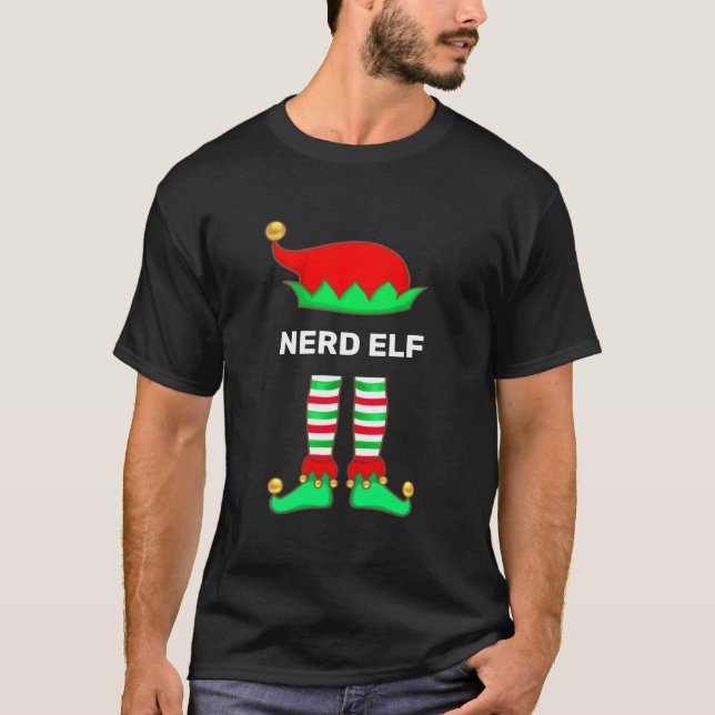 T-Shirt de lutin nerd de Noël moderne (Devant)