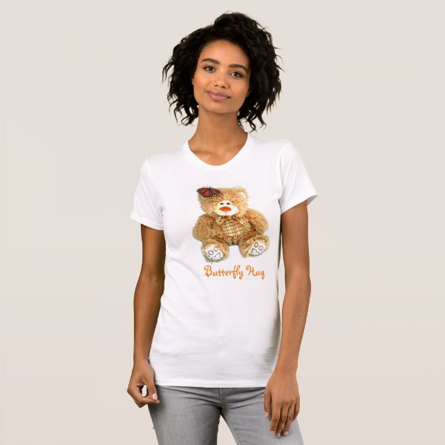 T-shirt de maman avec Teddy Bear et Butterfly HUG (Devant entier)