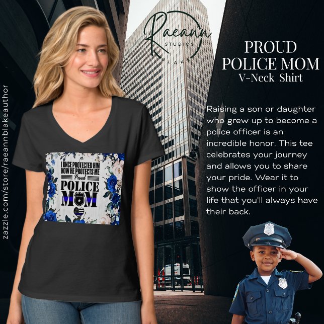 T-shirt de maman de policier fière (Créateur téléchargé)