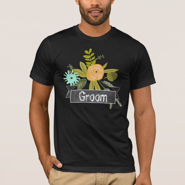 T-shirt de mariage moderne mint tableau noir pour  (Devant)