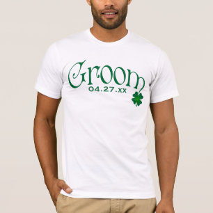 T-shirt de marié de shamrock de vert vert et de