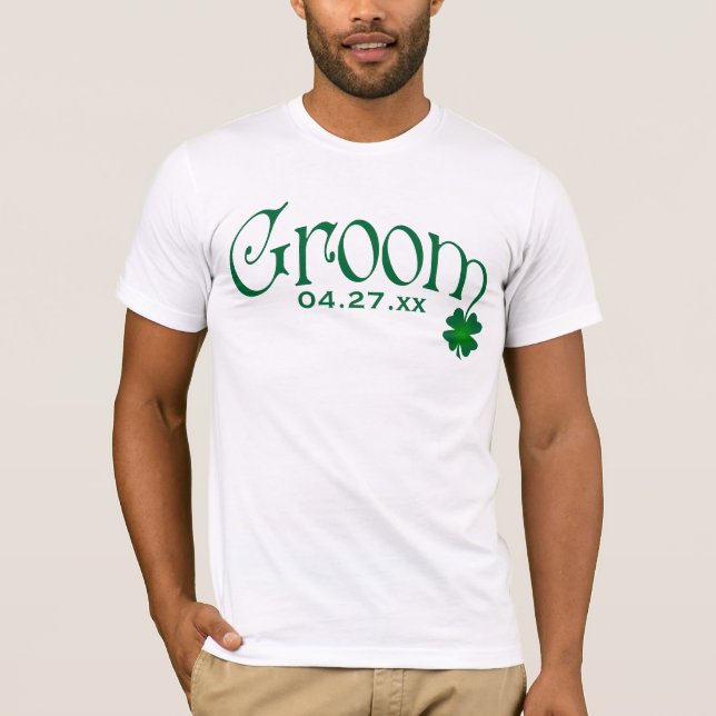 T-shirt de marié de shamrock de vert vert et de (Devant)
