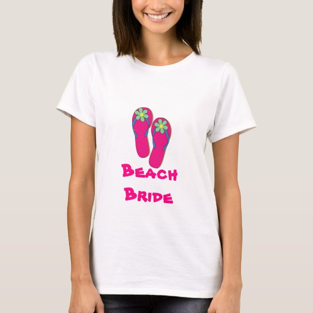 T-shirt de mariée de plage : Conception de tongs (Devant)