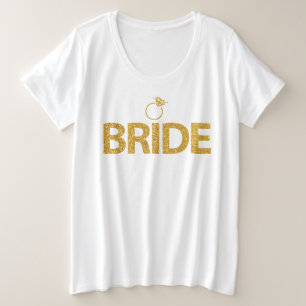 T-shirt de mariée Faux Gold Sequins Plus Taille
