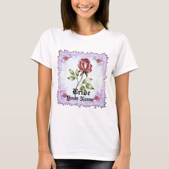 T-shirt de mariée Red Rose (Devant)