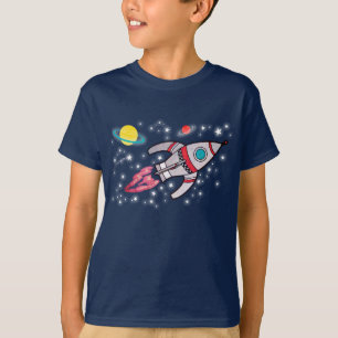 T-shirt de marine de garçons de l'espace de Rocket